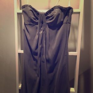 Beautiful Gray Dress -Long- silk Strapless